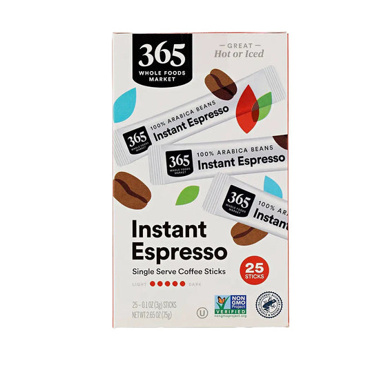 365 by Whole Foods Market Espresso Single Serve Instant Coffee, 0.1 oz. 25 ct.