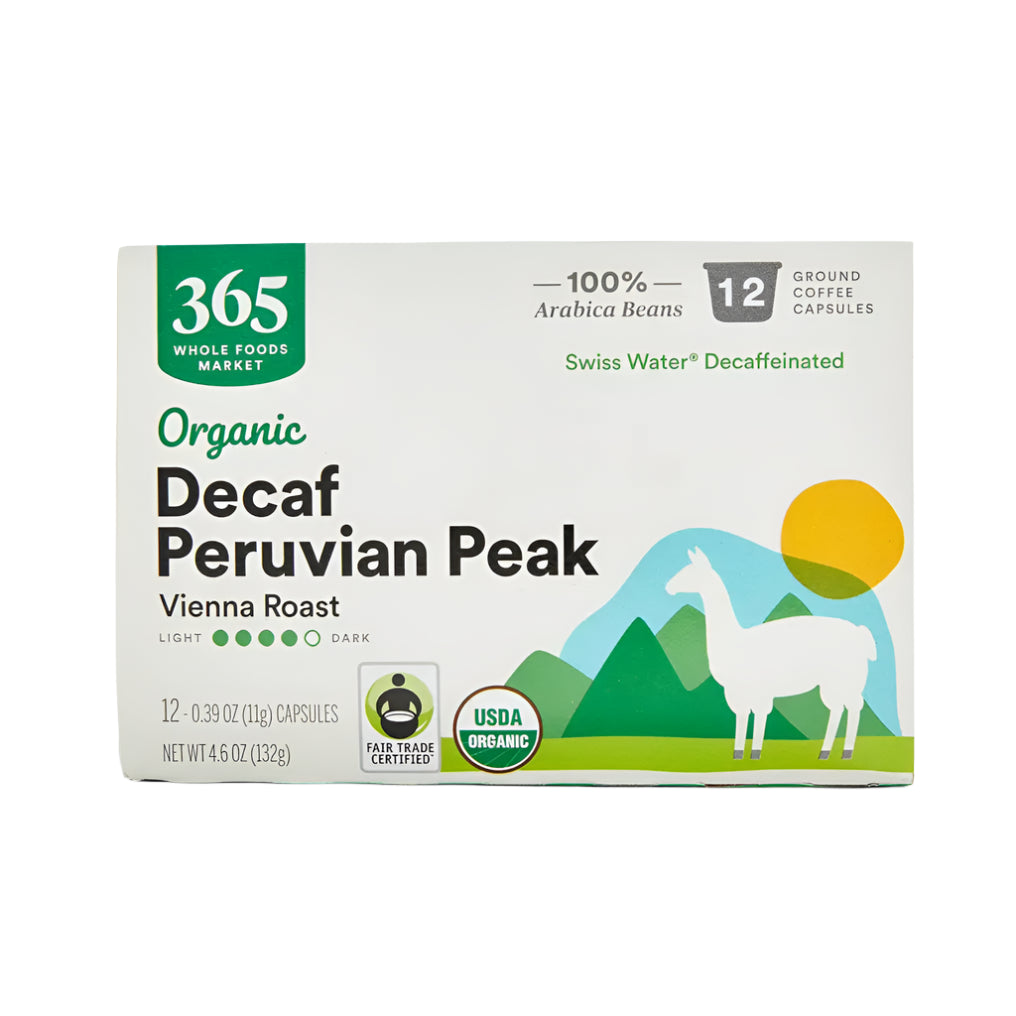 365 by Whole Foods Market Organic Decaf Peruvian Peak Vienna Roast Coffee Capsules, 12 ct.