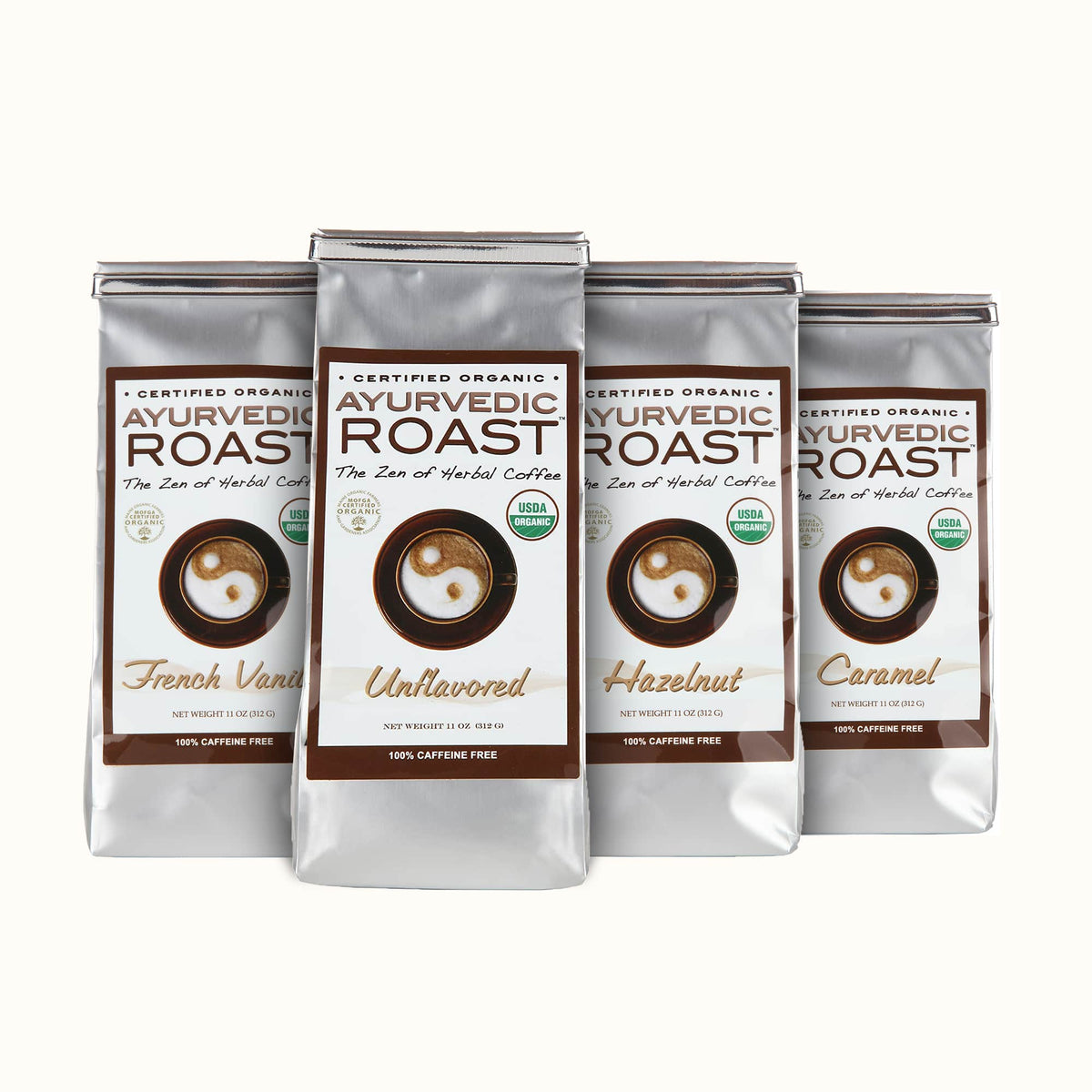 Ayurvedic Roast Hazelnut - Organic Coffee Substitute, Caffeine Free Grain Coffee with Barley Chicory Ashwagandha Brahmi 11 oz. - Only Tasty Goods Inc.