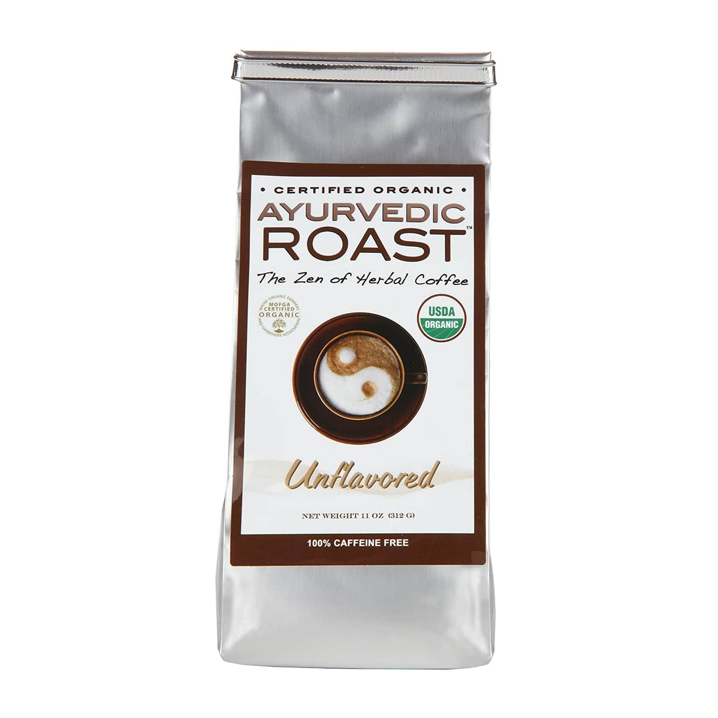 Ayurvedic Roast Unflavored - Organic Coffee Substitute, Caffeine Free Grain Coffee with Barley Chicory Ashwagandha Brahmi 11 oz. - Only Tasty Goods Inc.