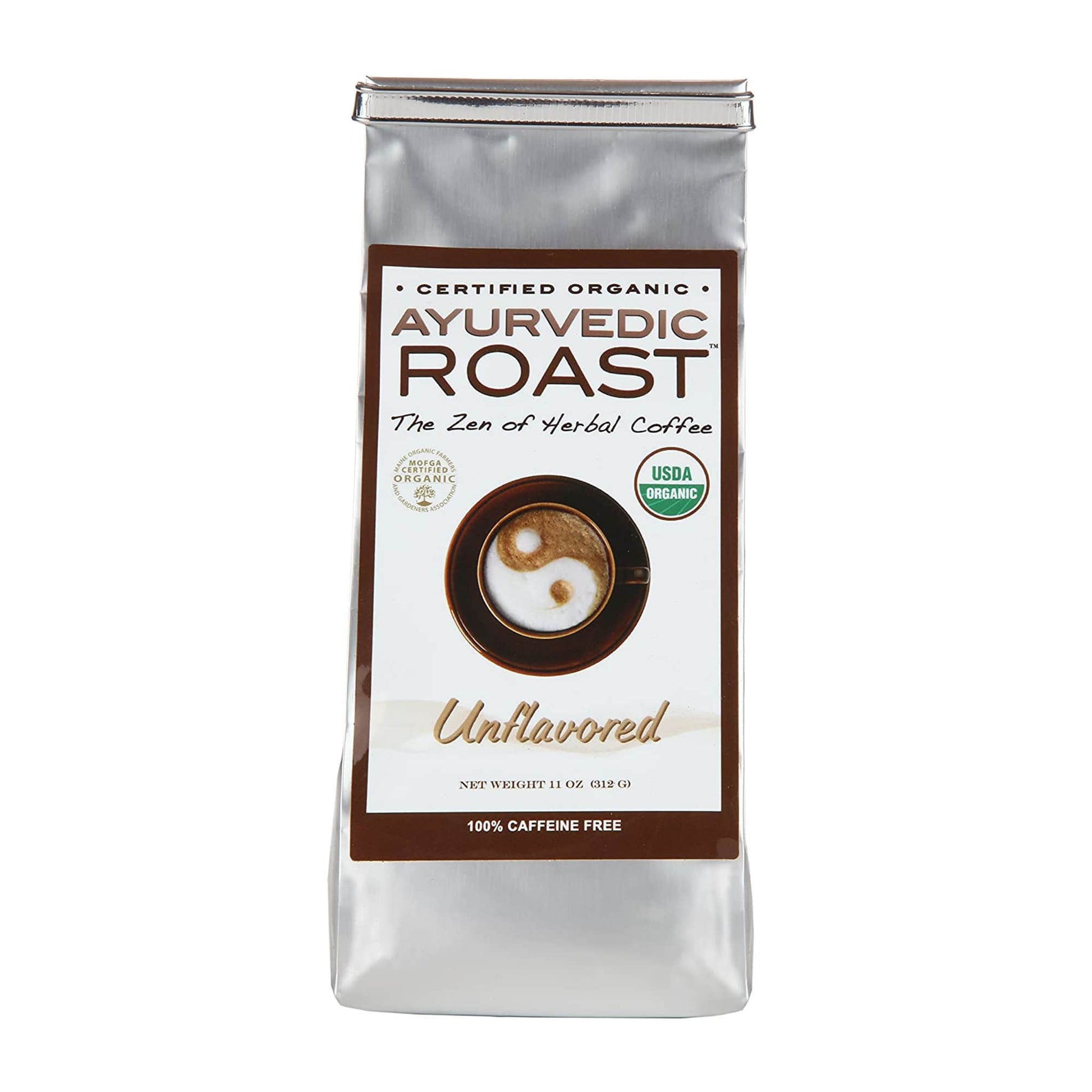 Ayurvedic Roast Unflavored - Organic Coffee Substitute, Caffeine Free Grain Coffee with Barley Chicory Ashwagandha Brahmi 11 oz. - Only Tasty Goods Inc.