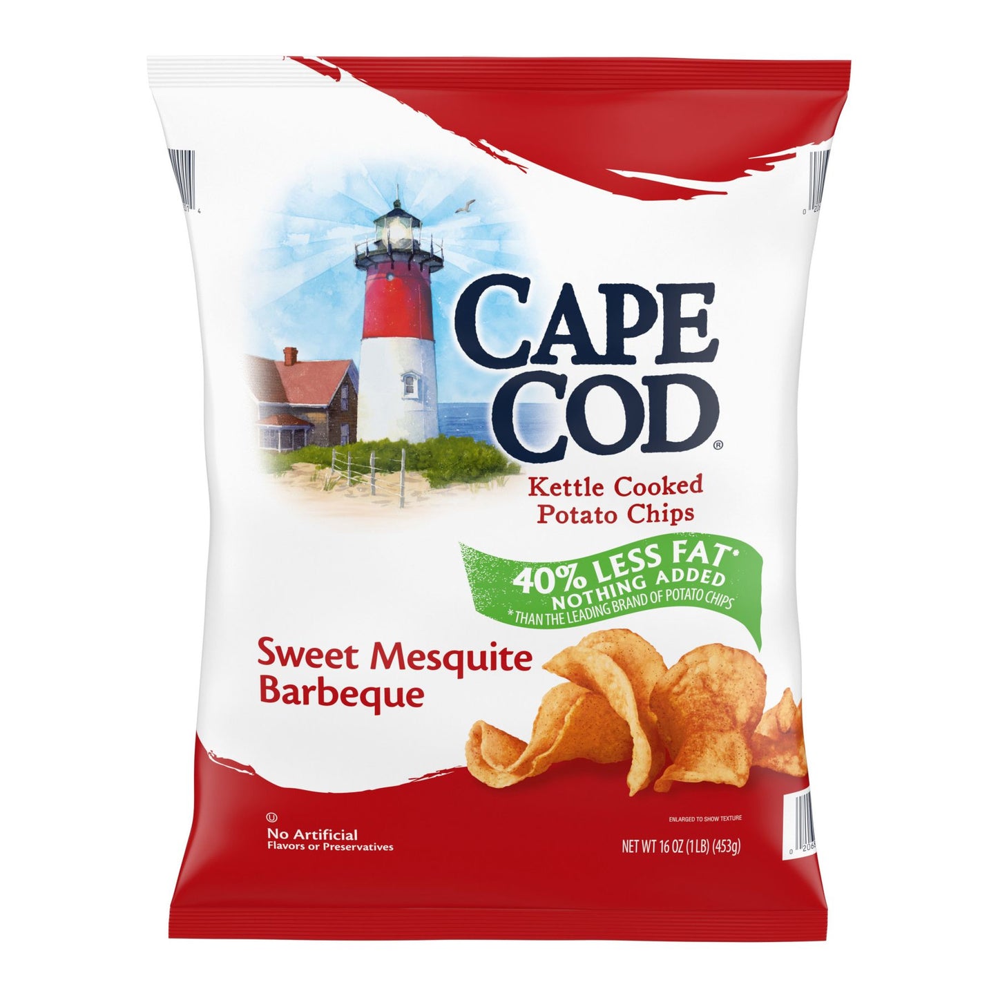 Cape Cod Kettle Cooked Potato Chips Sweet Mesquite Barbeque, 40% Less Fat, 16 oz.