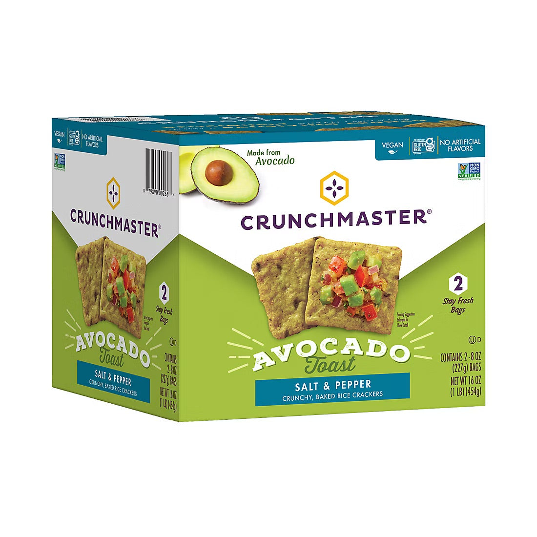 Crunchmaster Avocado Toast Salt & Pepper Crunchy Baked Rice Crackers, 16 oz.