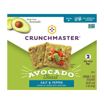 Crunchmaster Avocado Toast Salt & Pepper Crunchy Baked Rice Crackers, 16 oz.