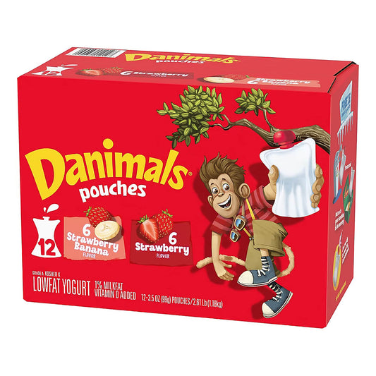 Danimals Squeezables Strawberry and Strawberry-Banana Variety Pack, 12 ct.