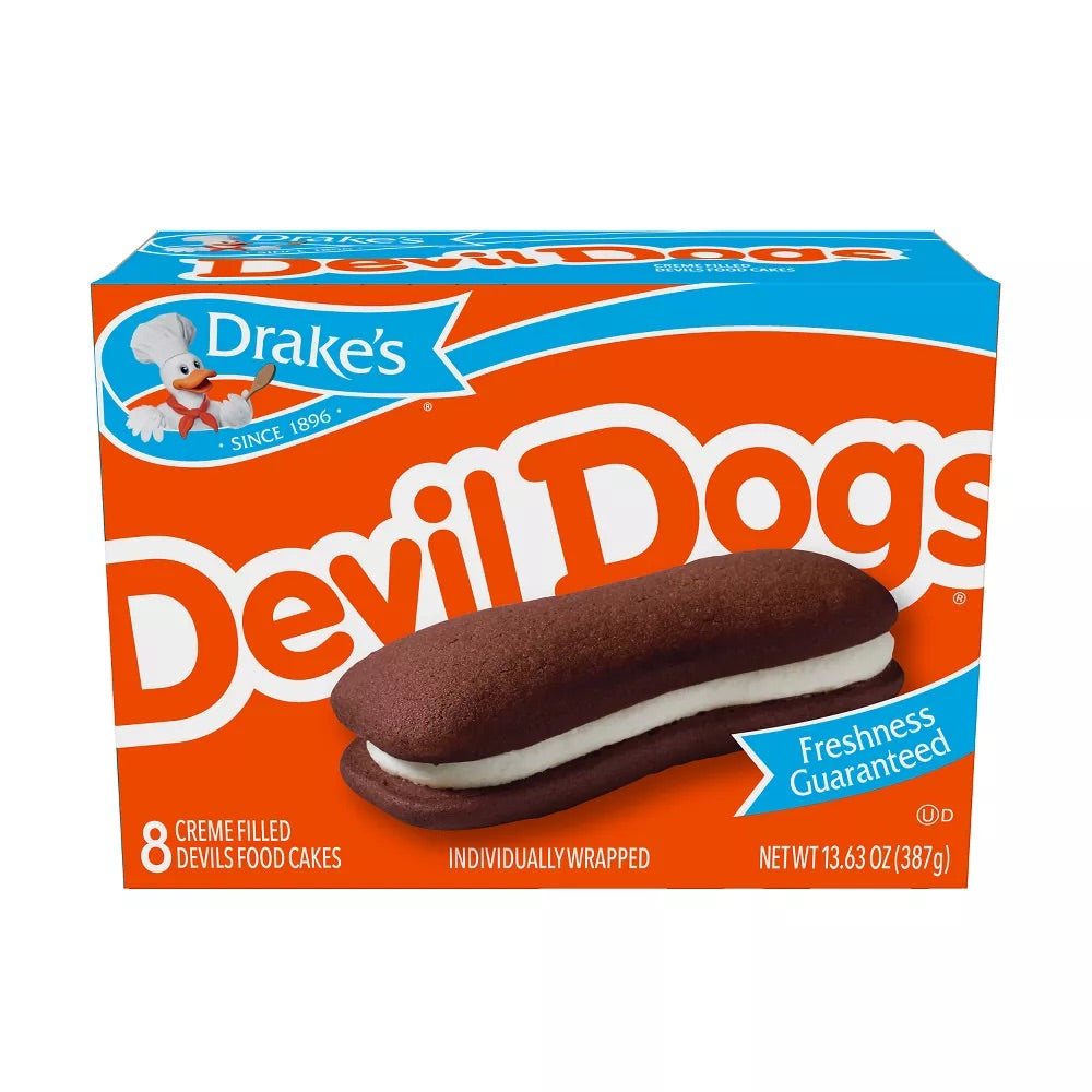 Drake's Devil Dogs, Cream Filled Devils Food Cakes, Snacks, 8 ct./13.63 oz.