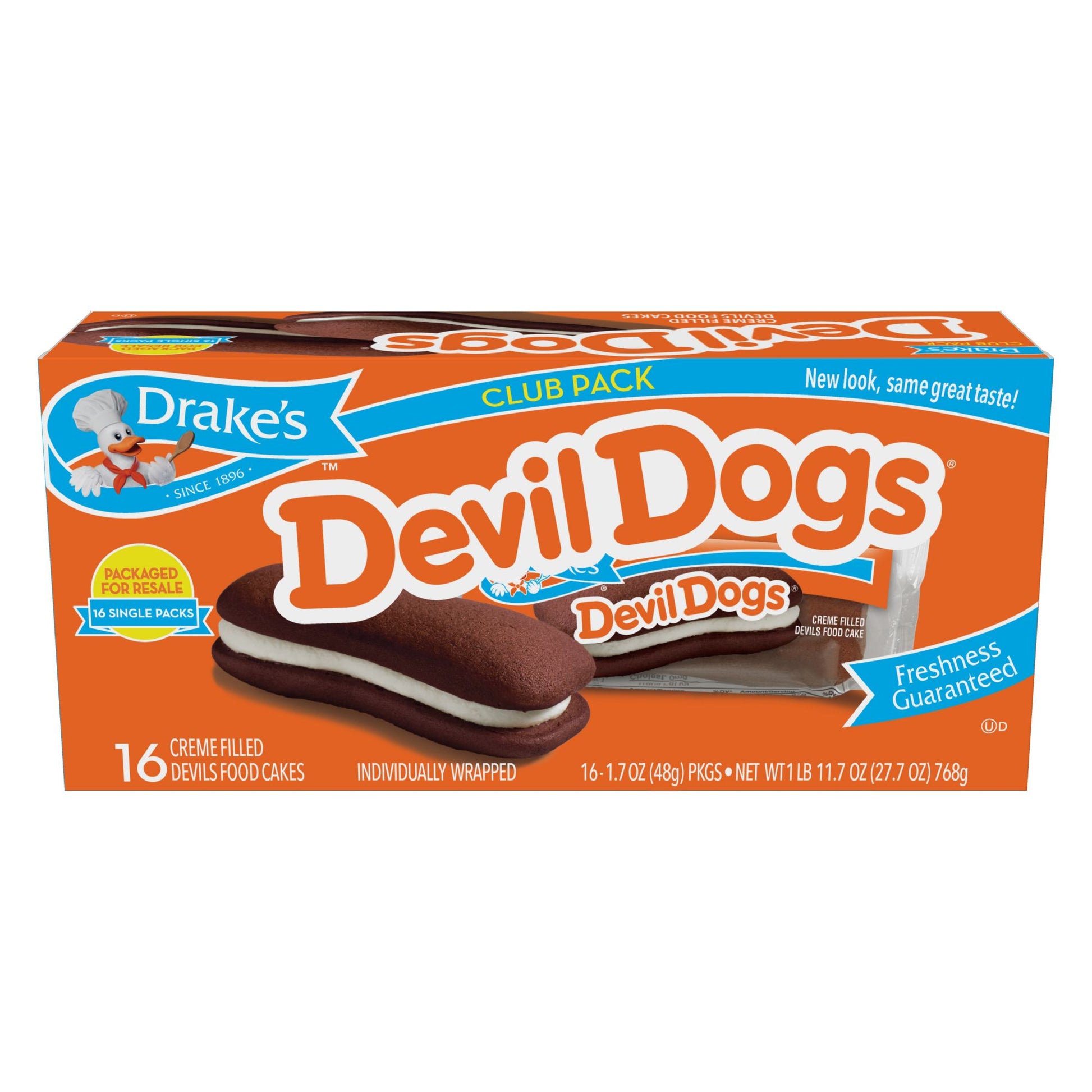 Drake's Devil Dogs, Cream Filled Devils Food Cakes, Snacks, 16 ct./27.7 oz.