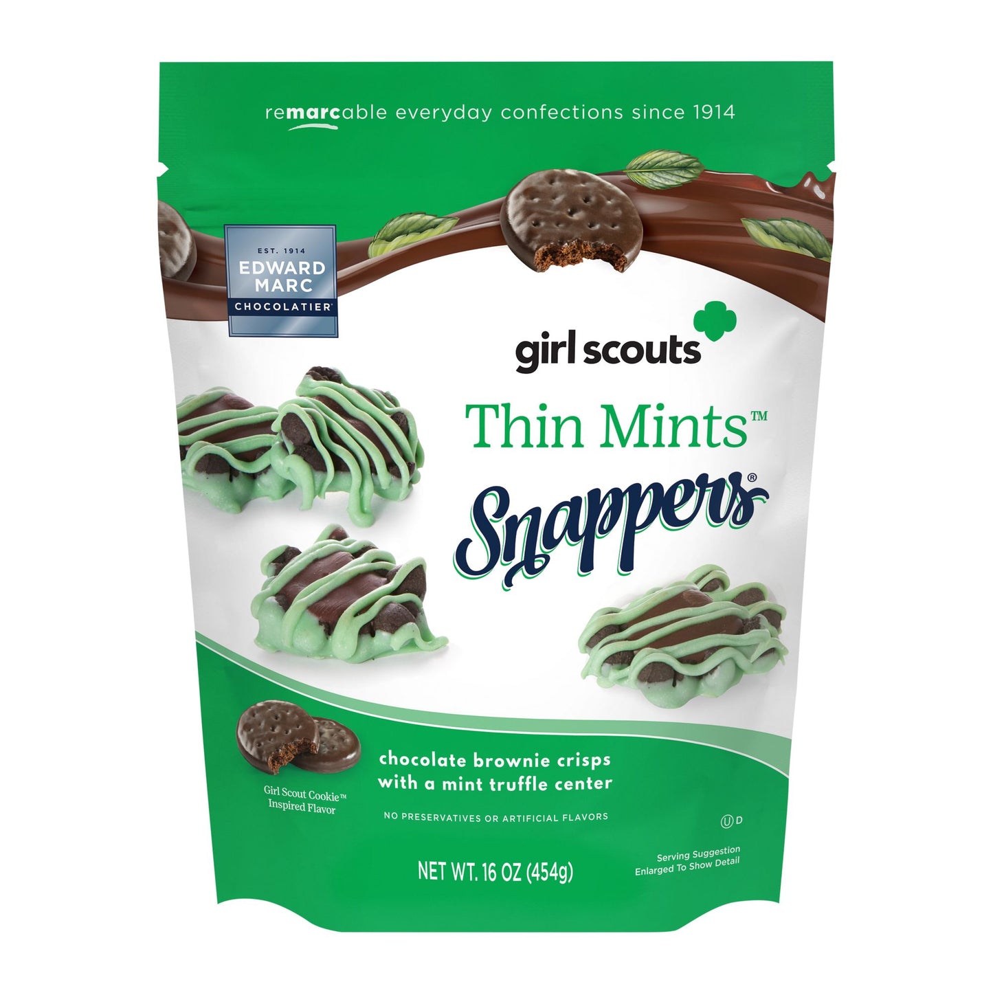 Edward Marc Girl Scouts Thin Mints Snappers, Chocolate Brownie Crisps, 16 oz.