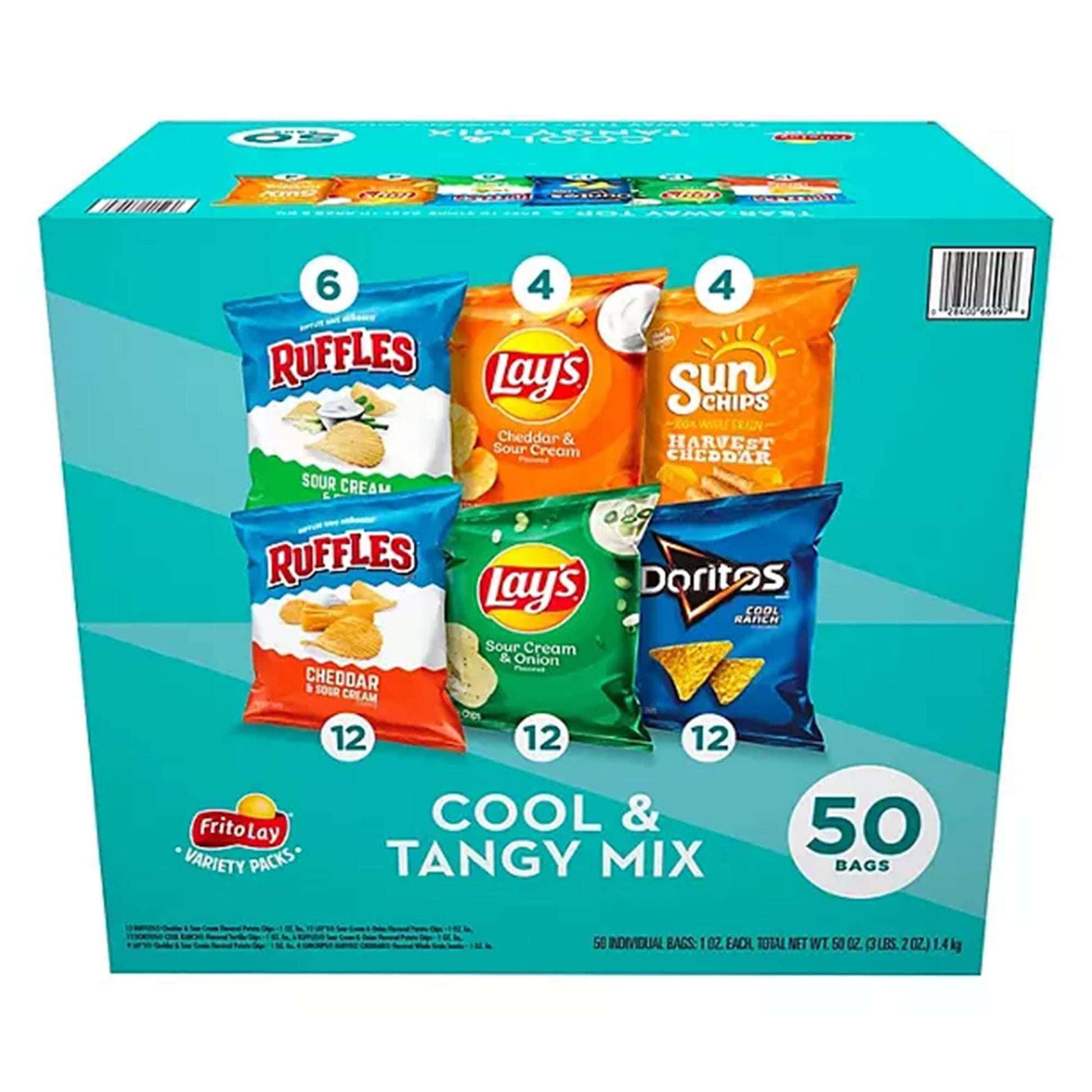 Frito Lay Cool & Tangy Mix, Variety Pack of Snacks and Chips, 50 ct.