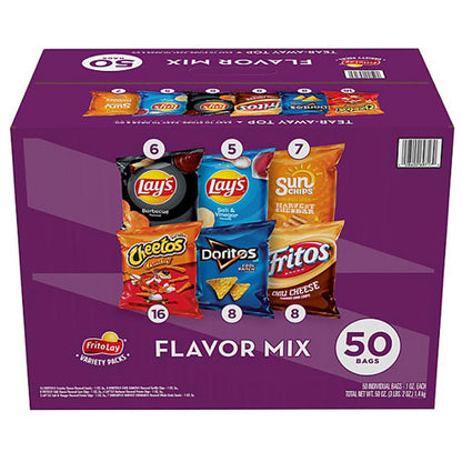 Frito Lay Flavor Mix, Variety Pack of Snacks and Chips, 50 ct.