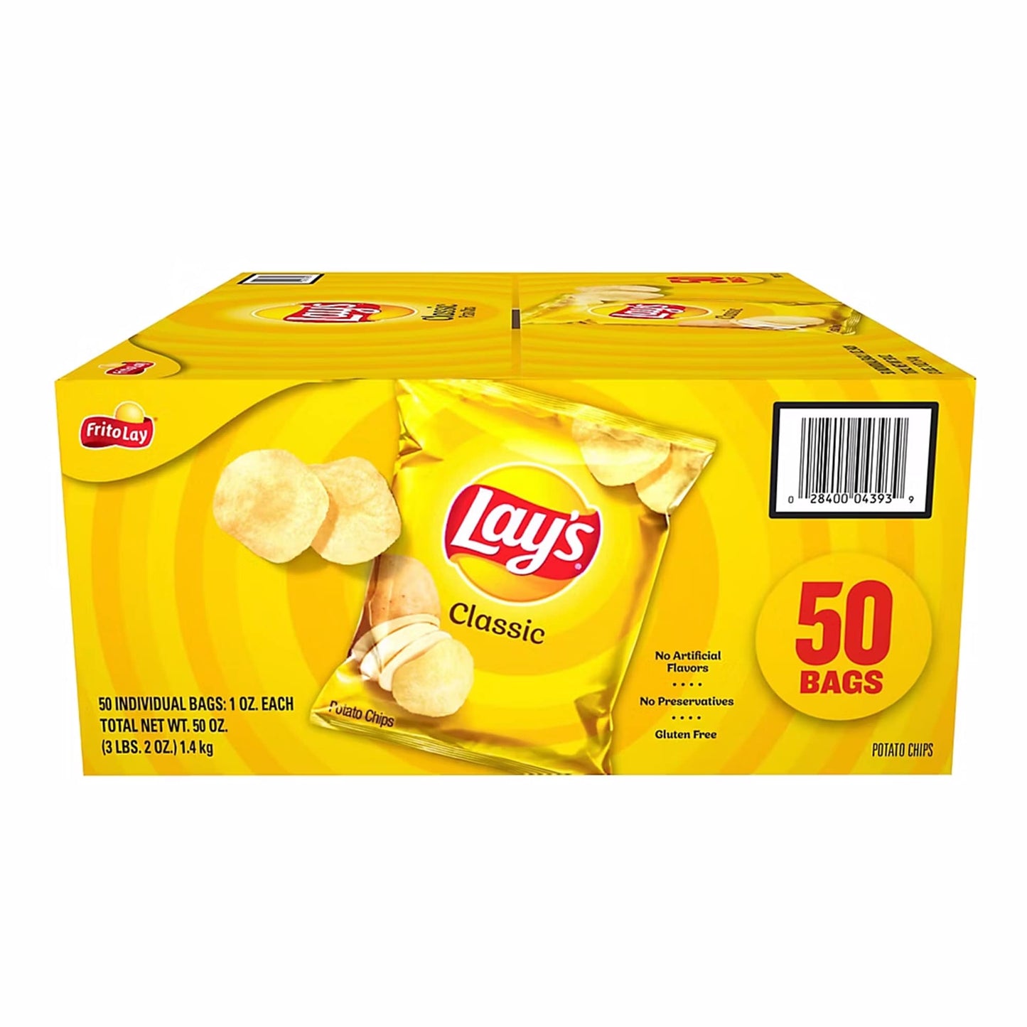 Frito Lay Lay's Classic, Potato Chips Snack, 50 ct.