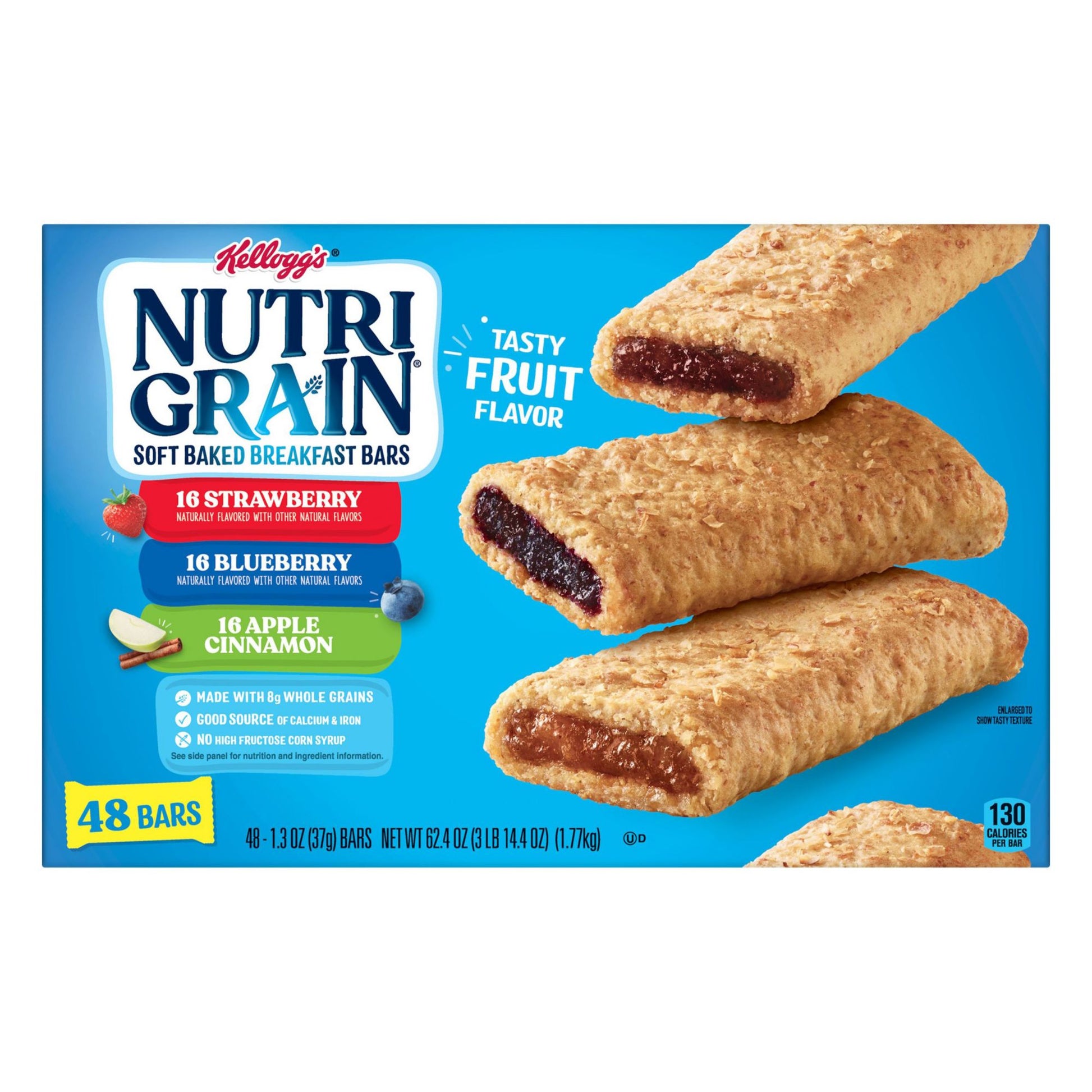 Kellogg's Nutri-Grain Soft Baked Breakfast Bars, Strawberry and Blueberry, 48 ct.