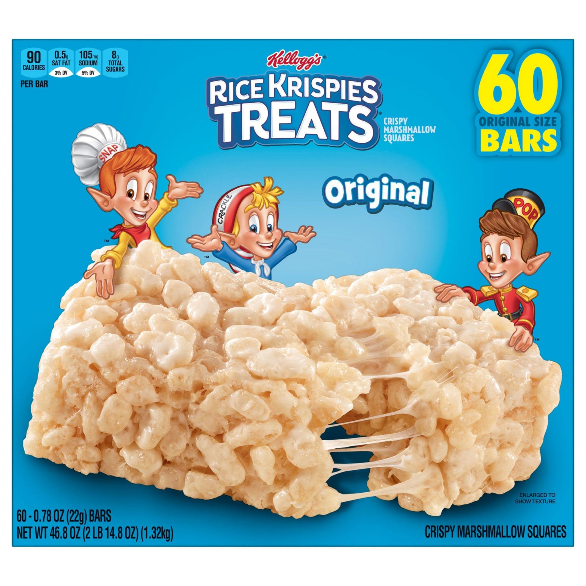 Kellogg's Rice Krispies Treats Original Size Bars, Snacks, 60 ct.