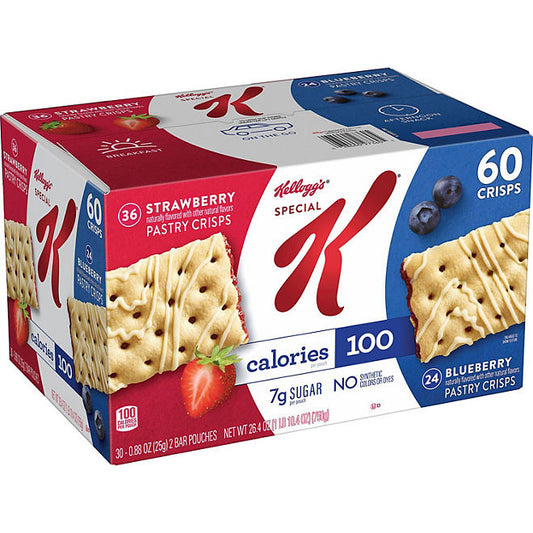 Kellogg's Special K Pastry Crisps Breakfast Bars Variety Pack, 60 pk.