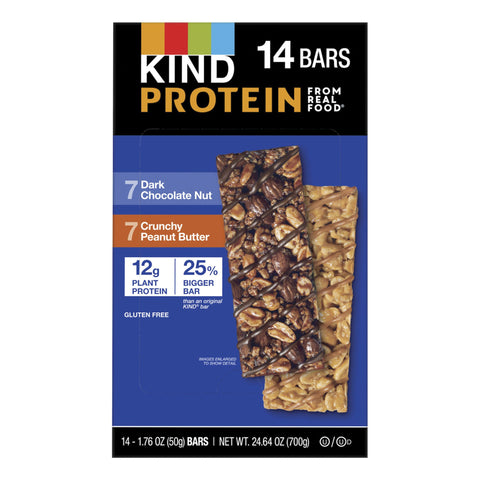 Kind Protein Bars Variety Pack, Dark Chocolate Nut and Crunchy Peanut Butter, 14 ct.