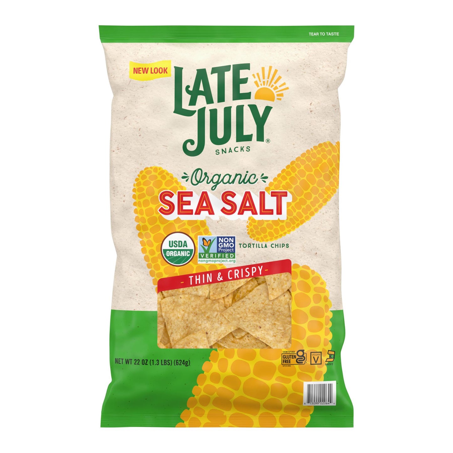 Late July Snacks Organic Sea Salt Thin and Crispy Tortilla Chips, 22 oz.