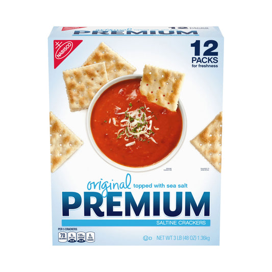 Nabisco Premium Original Premium Saltine Crackers, Topped with Seasalt, Snacks, 12 pk.