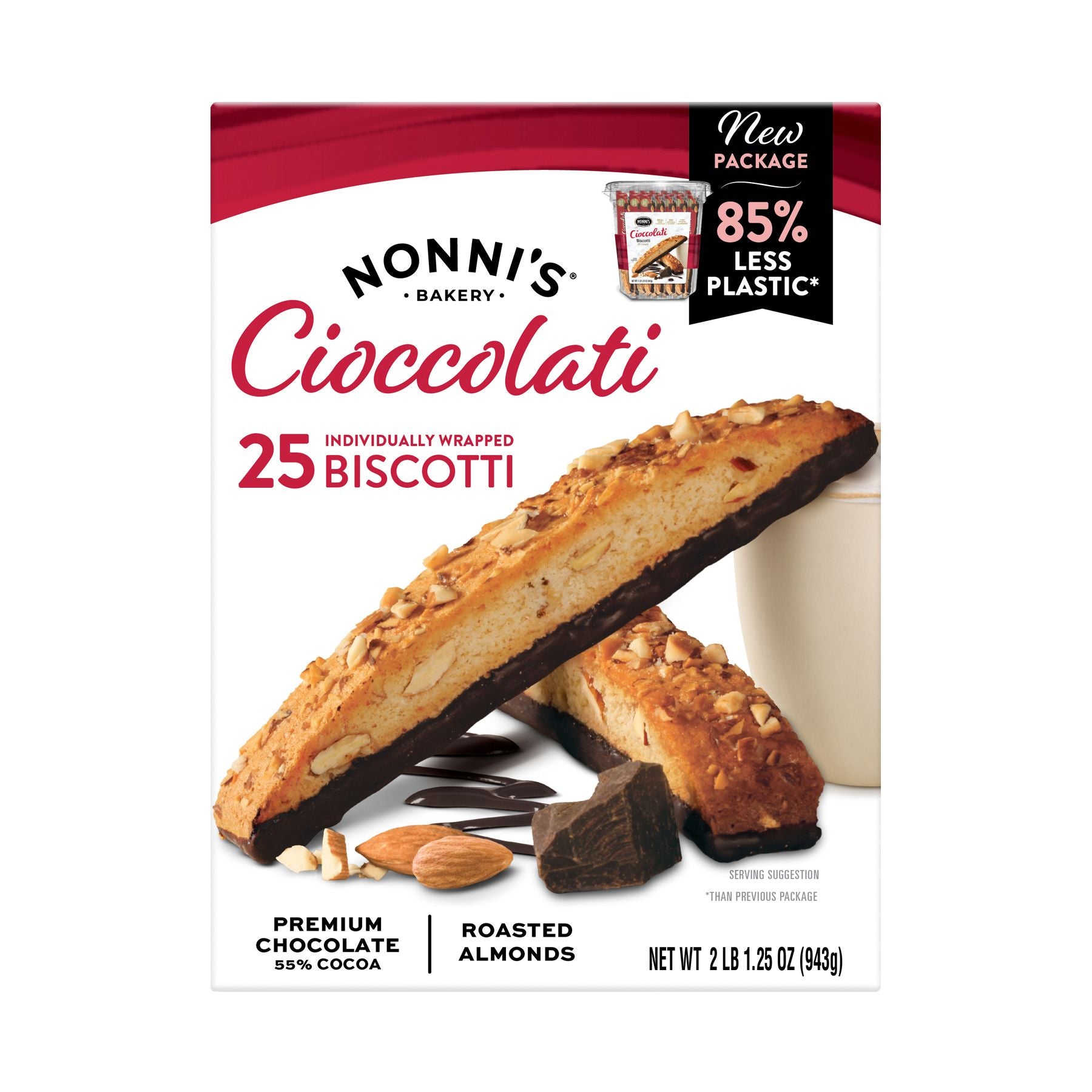 Nonnis Cioccolati Biscotti, Kosher, Snacks, 25 ct.