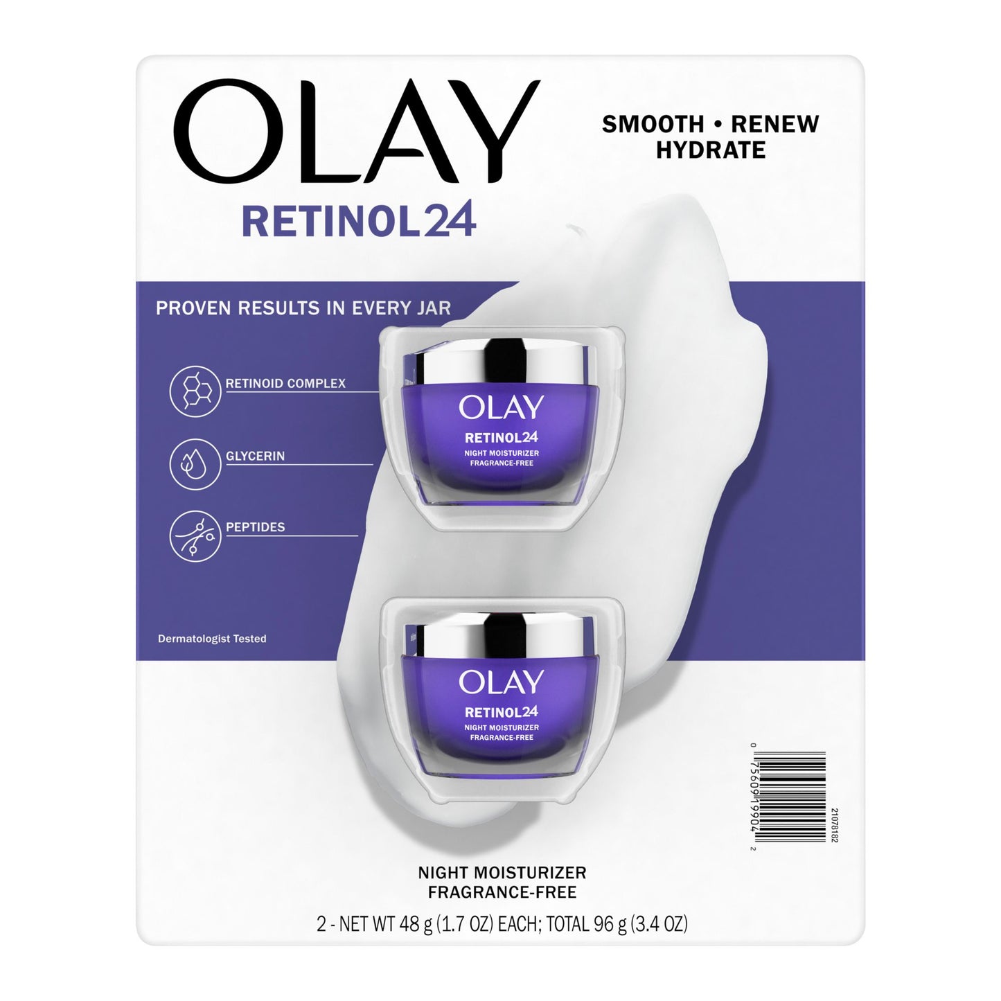 Olay Retinol 24 & Peptide Night Face Moisturizer, 2 x 1.7 oz.