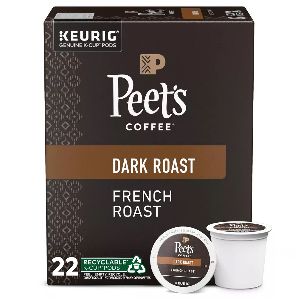 Peet's Coffee French Roast Dark Roast Coffee K-Cup Pods Keurig Capsules, 22 ct.