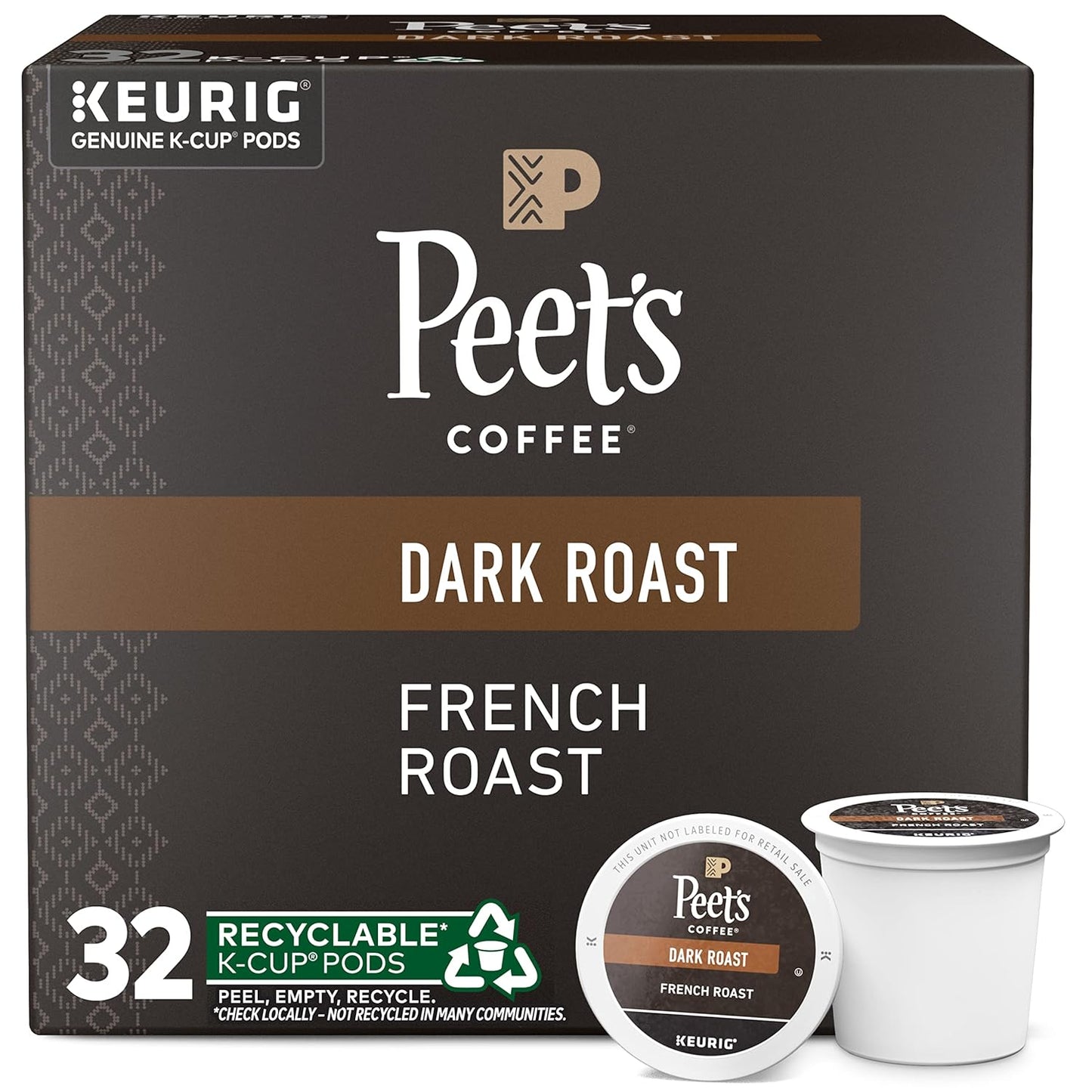 Peet's Coffee French Roast Dark Roast Coffee K-Cup Pods Keurig Capsules, 32 ct.