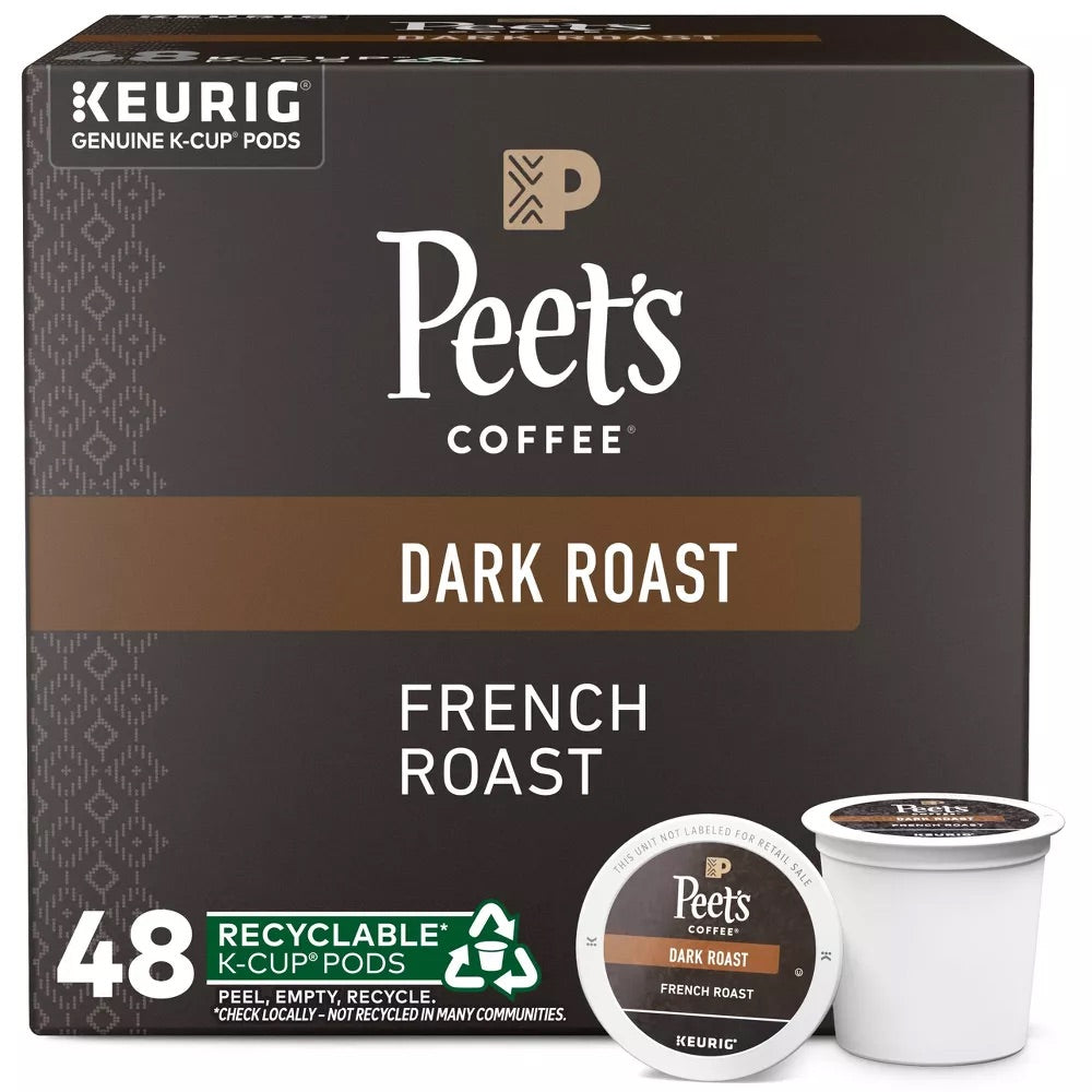 Peet's Coffee French Roast Dark Roast Coffee K-Cup Pods Keurig Capsules, 48 ct.