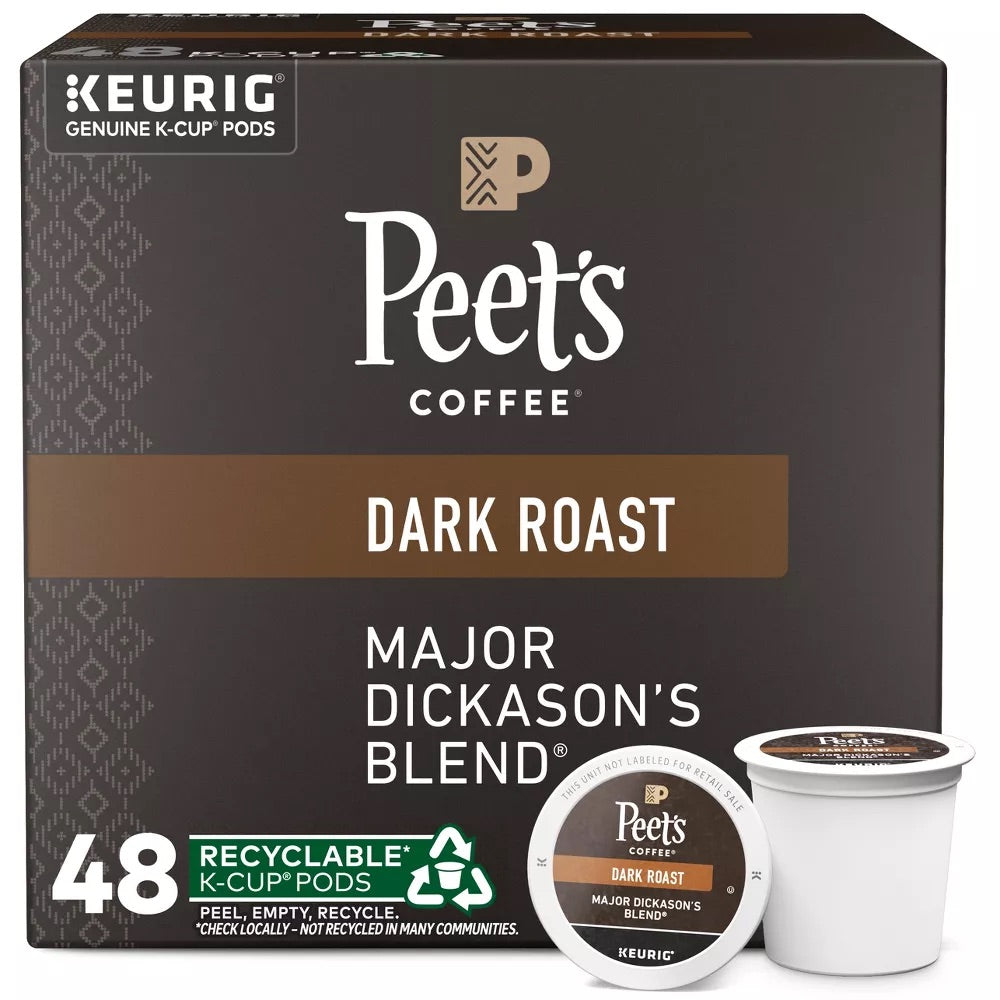 Peet's Coffee Major Dickason's Blend, Dark Roast K-Cup Pods Keurig Capsules, 48 ct.