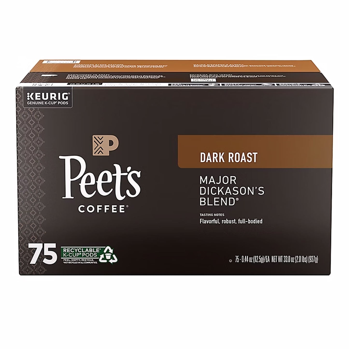 Peet's Coffee Major Dickason's Blend, Dark Roast K-Cup Pods Keurig Capsules, 75 ct.