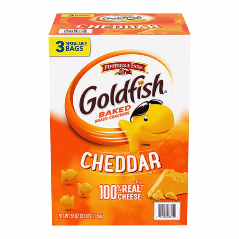 Pepperidge Farm Goldfish Cheddar Crackers, Resealable Bags, Snacks, 19.2 oz. 3 ct.