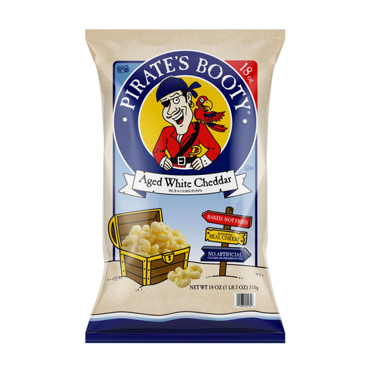 Pirate's Booty Aged White Cheddar Rice & Corn Puffs, Lunch Bags, Snacks, 18 oz.