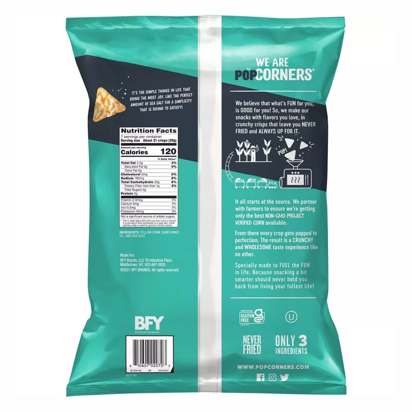 PopCorners Sea Salt Chips, Snacks, 18 oz.