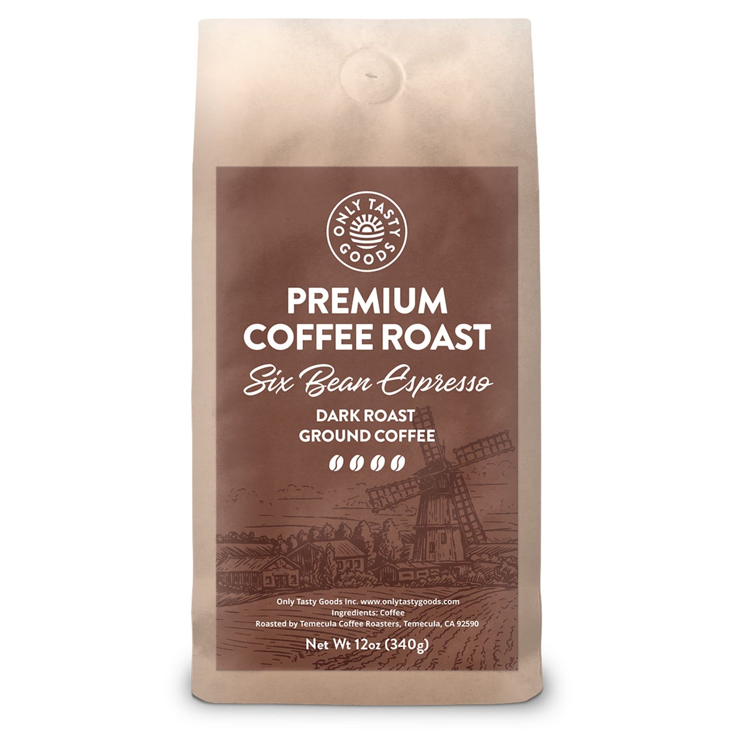 Six Bean Espresso Dark Roast Ground, Speciality Coffee Beans, Fresh Roasted 12 oz.