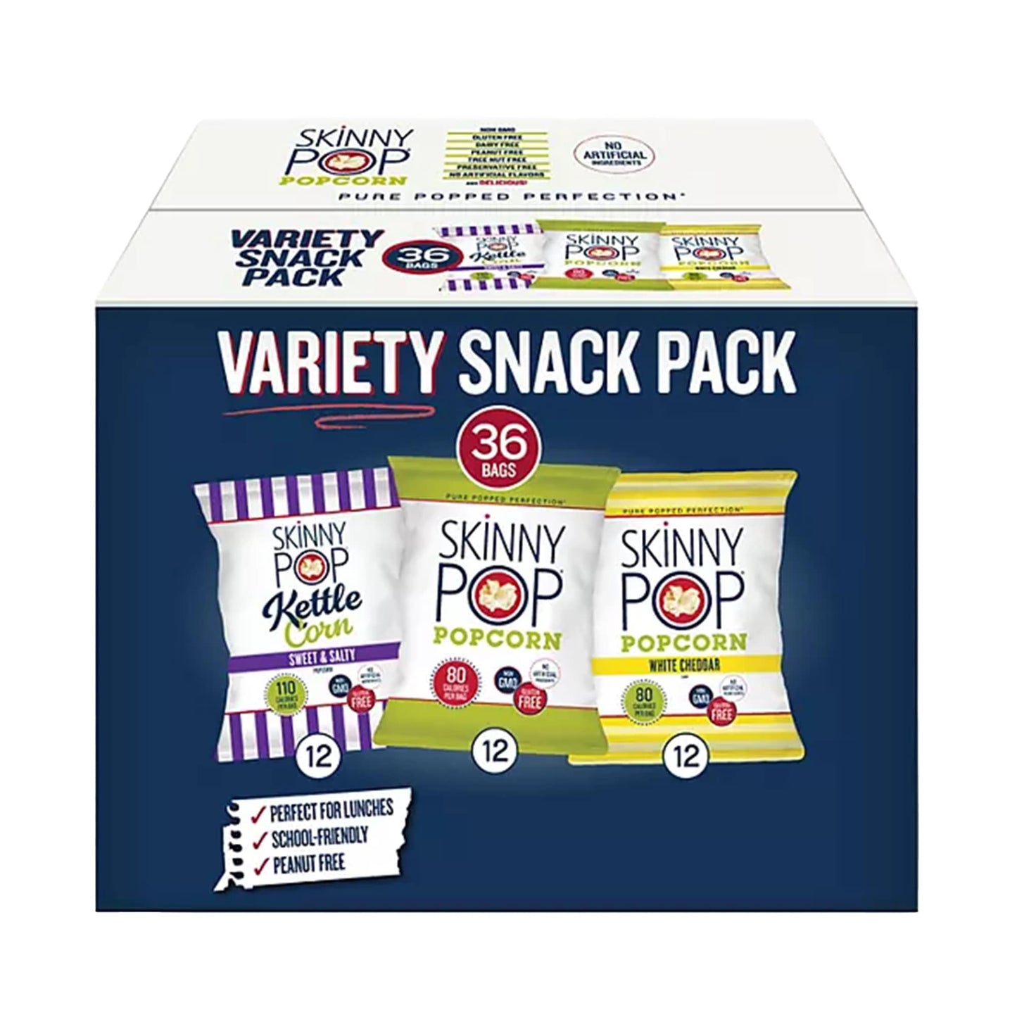 SkinnyPop Variety Snack Pack, Original, Sweet & Salty Kettle, White Cheddar, Snacks, 36 ct.