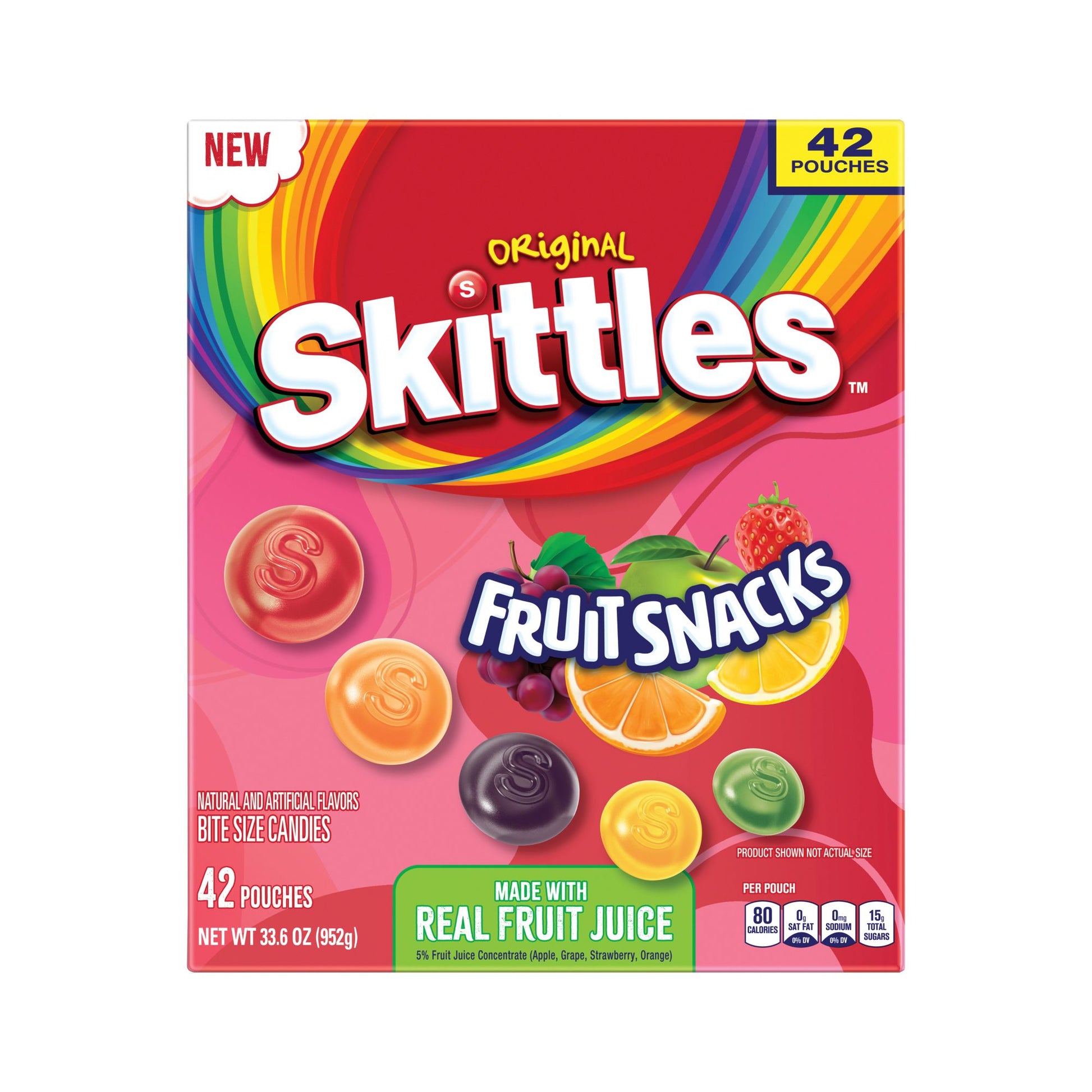 Skittles Original Fruit Snacks made with Real Juice Fruit, Bulk Box, 42 ct.