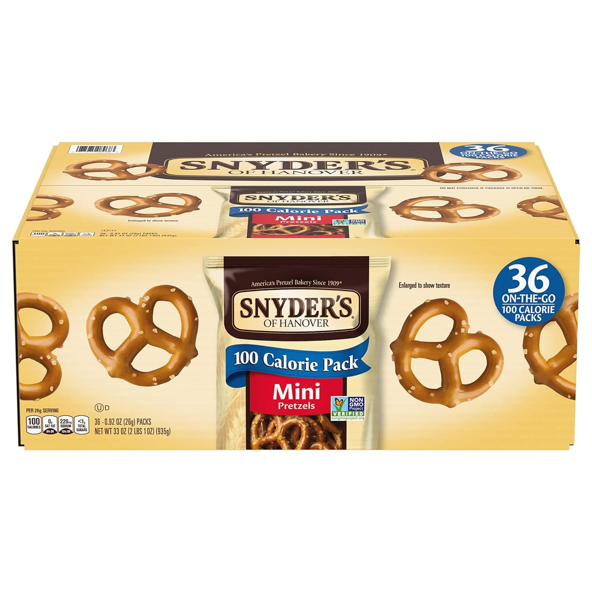 Snyder's of Hanover Mini Pretzels, 100 Calorie Individual Packs, Snacks, 36 ct.