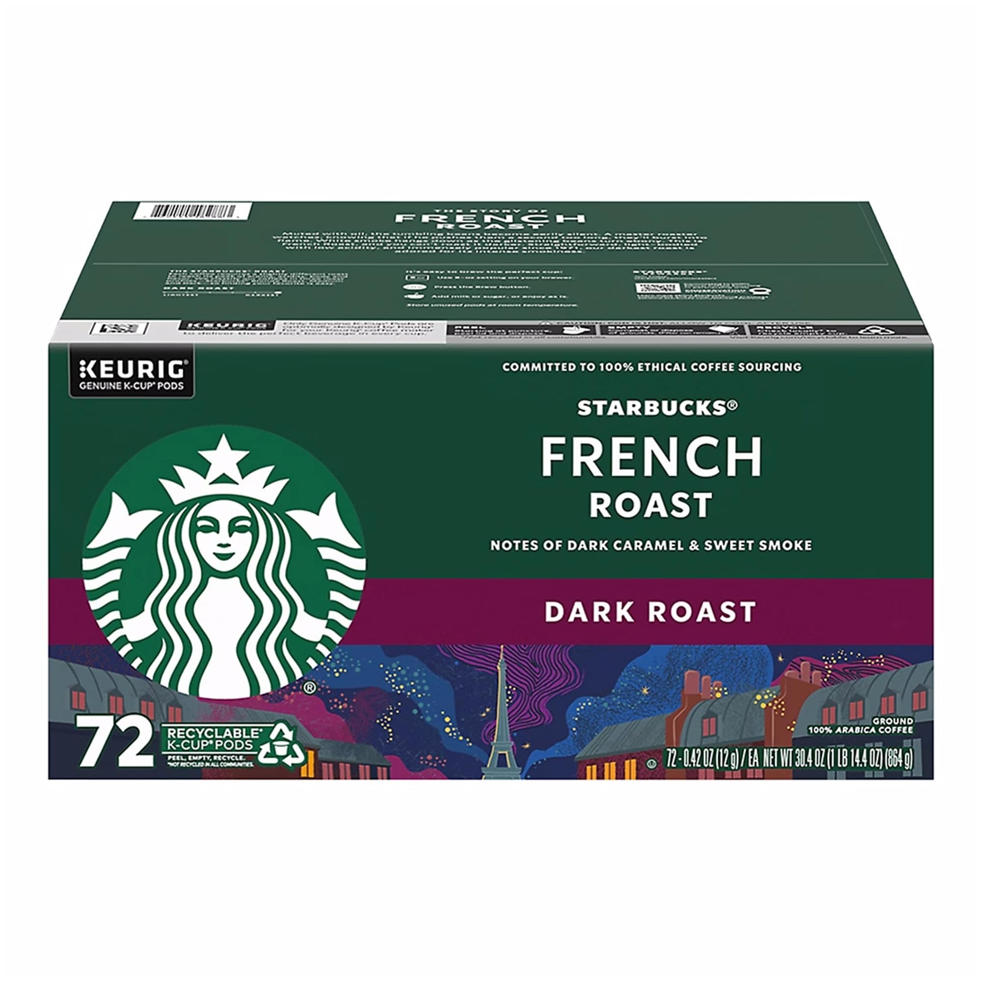 Starbucks French Roast Dark Roast Coffee K-Cup Pods Capsules, 72 ct.