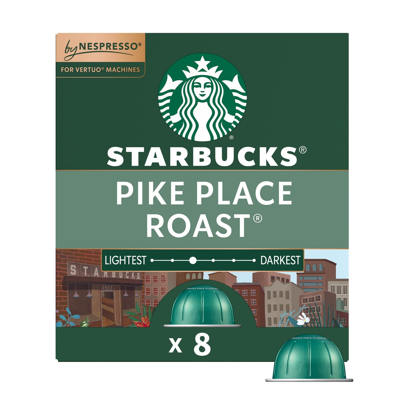 Starbucks by Nespresso Pike Place Roast Coffee Pods for Vertuo Machines, 8 ct.