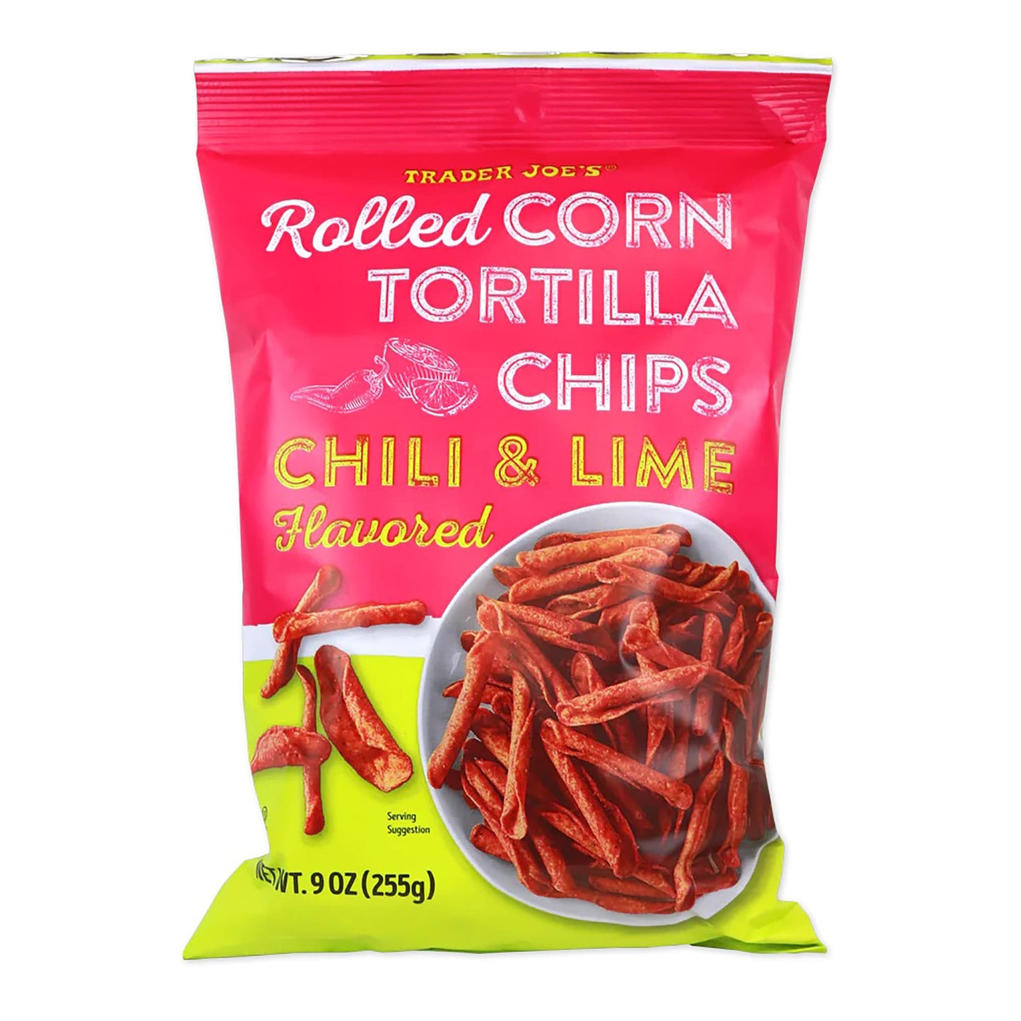 Trader Joe's Chili and Lime Flavored Rolled Corn Tortilla Chips, Snacks, 9 oz.