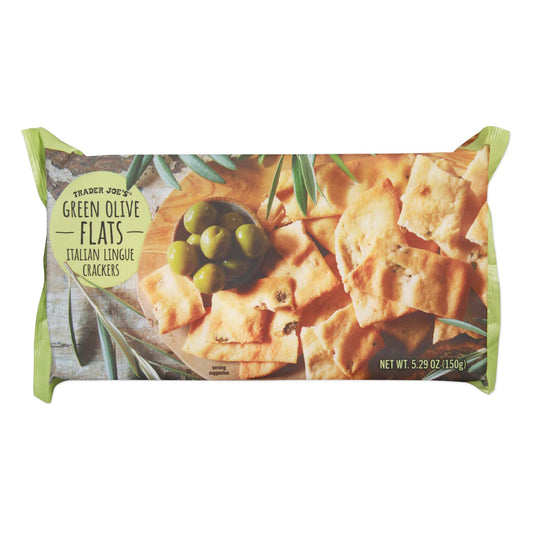 Trader Joe's Green Olive Flats Italian Lingue Crackers, Snacks, 5.29 oz.