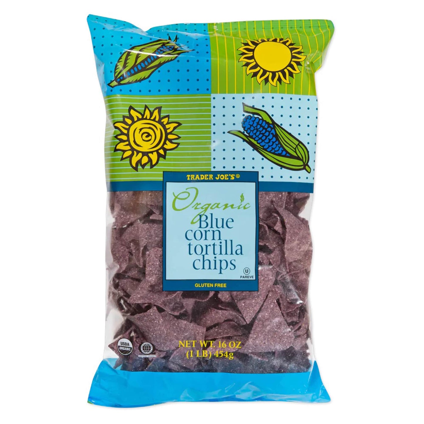 Trader Joe's Organic Blue Corn Tortilla Chips, Gluten-Free, Snacks, 16 oz.