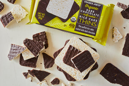 Trader Joe's Organic Dark Chocolate Half-Coated Rice Cake Thins, Snacks, 3.42 oz.