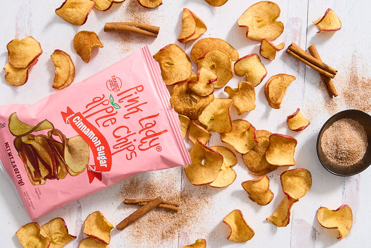 Trader Joe's Pink Lady Apple Chips, Dried Fruits, Snacks, 2.5 oz.