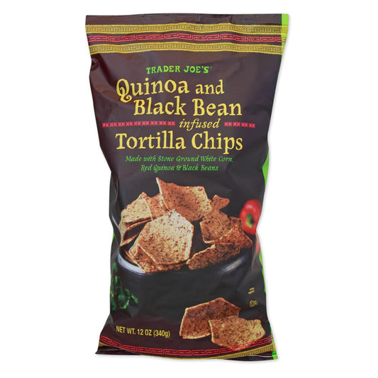 Trader Joe's Quinoa and Black Bean infused Tortilla Chips, Snacks 12 oz.