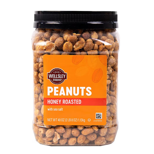 Wellsley Farms Honey Roasted Dry Roasted Peanuts, Snacks,  40 oz.