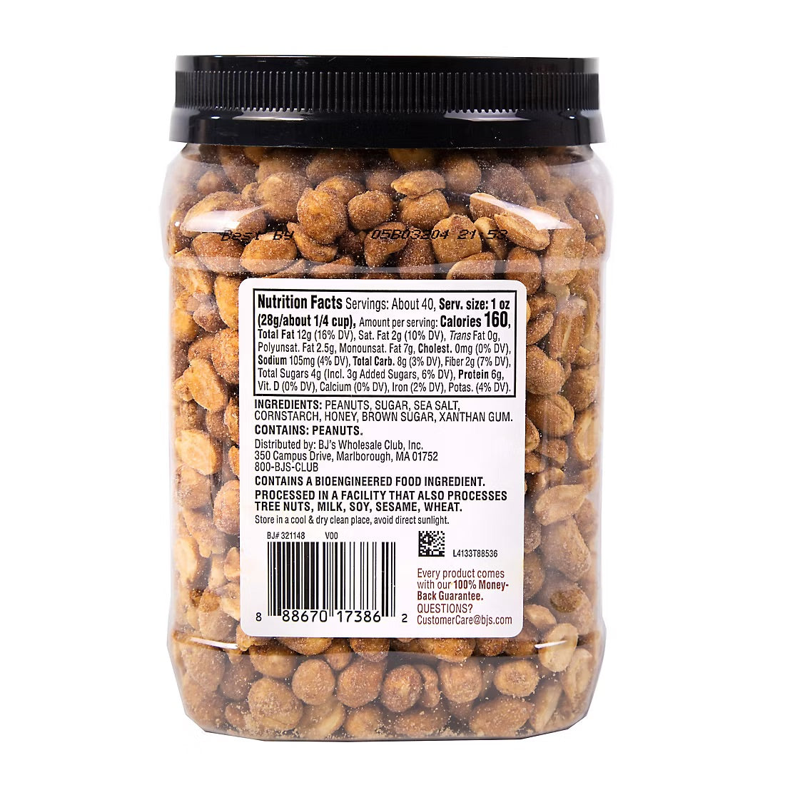 Wellsley Farms Honey Roasted Dry Roasted Peanuts, Snacks,  40 oz.