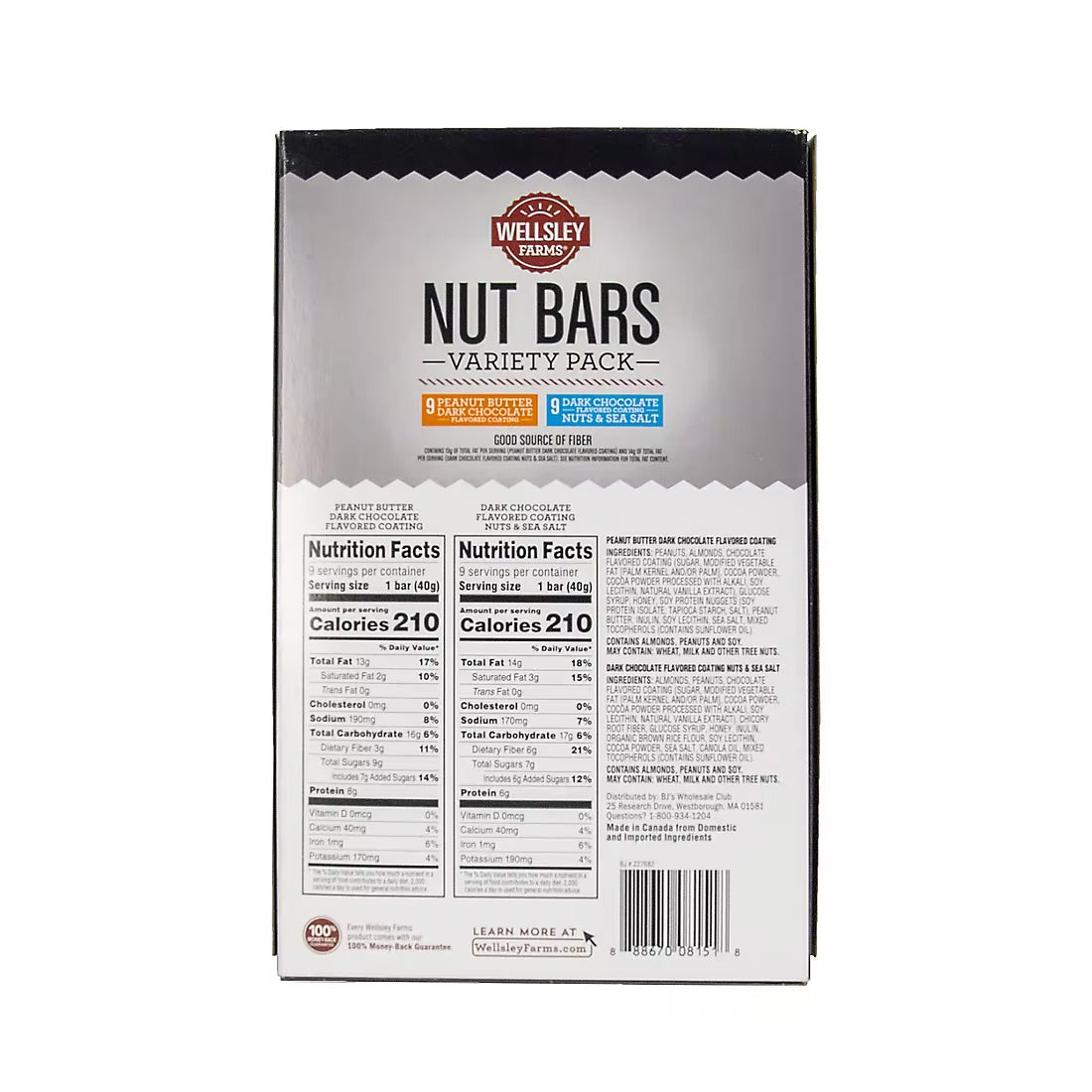 Wellsley Farms Nut Bars Variety Pack, 18 pk.