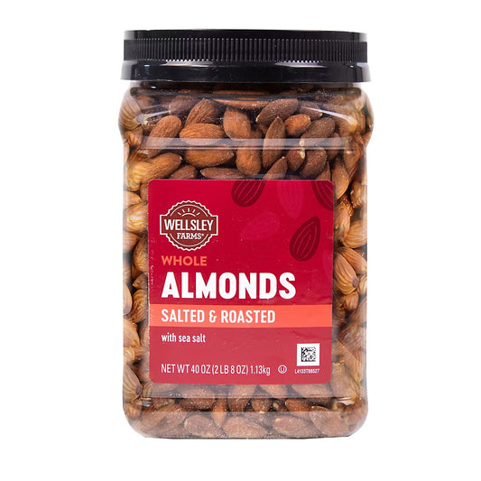 Wellsley Farms Oil Roasted & Sea Salted Almonds, Snacks, 40 oz.