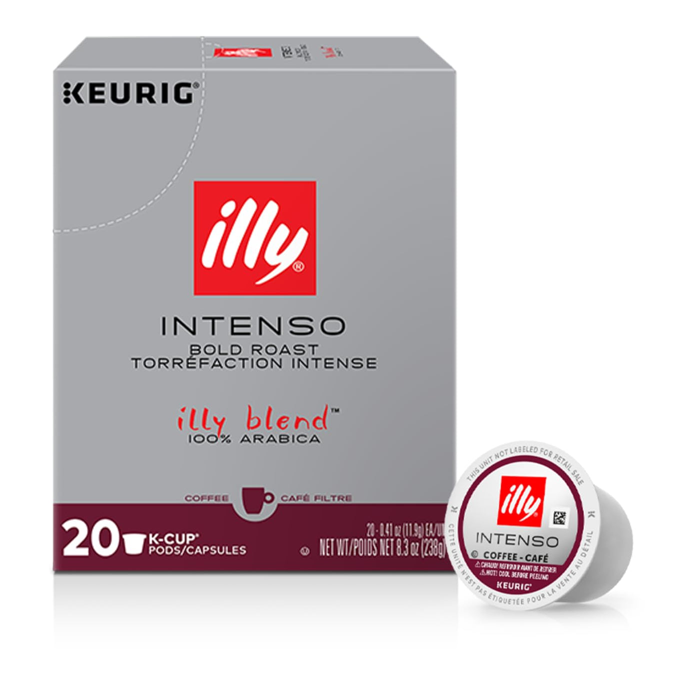 illy Intenso Bold Roast Coffee Pods, Keurig K-Cups, 20 ct.