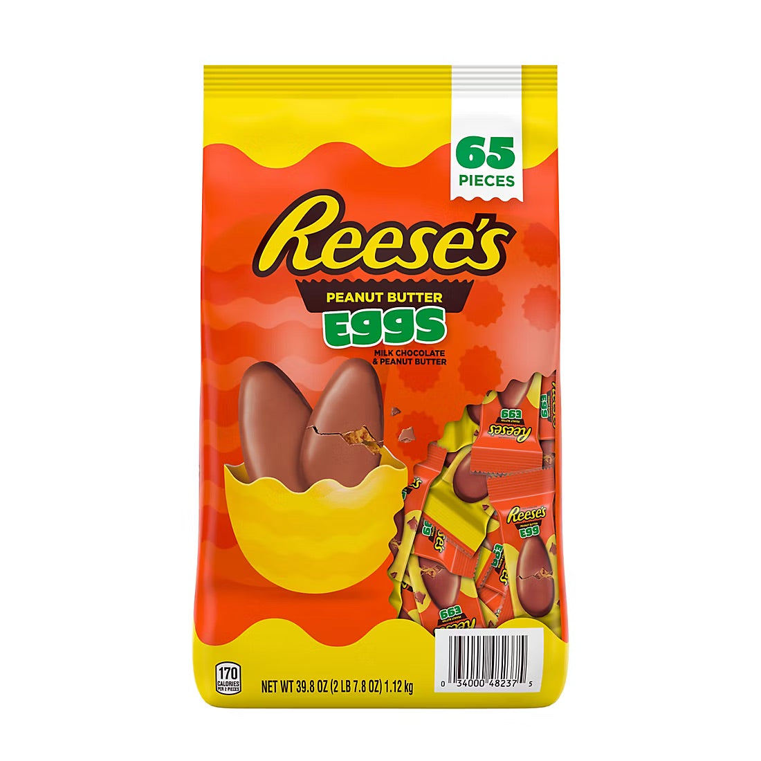 Reese's Milk Chocolate Peanut Butter Eggs Candy Bag, 65 ct.. 39.8 oz.